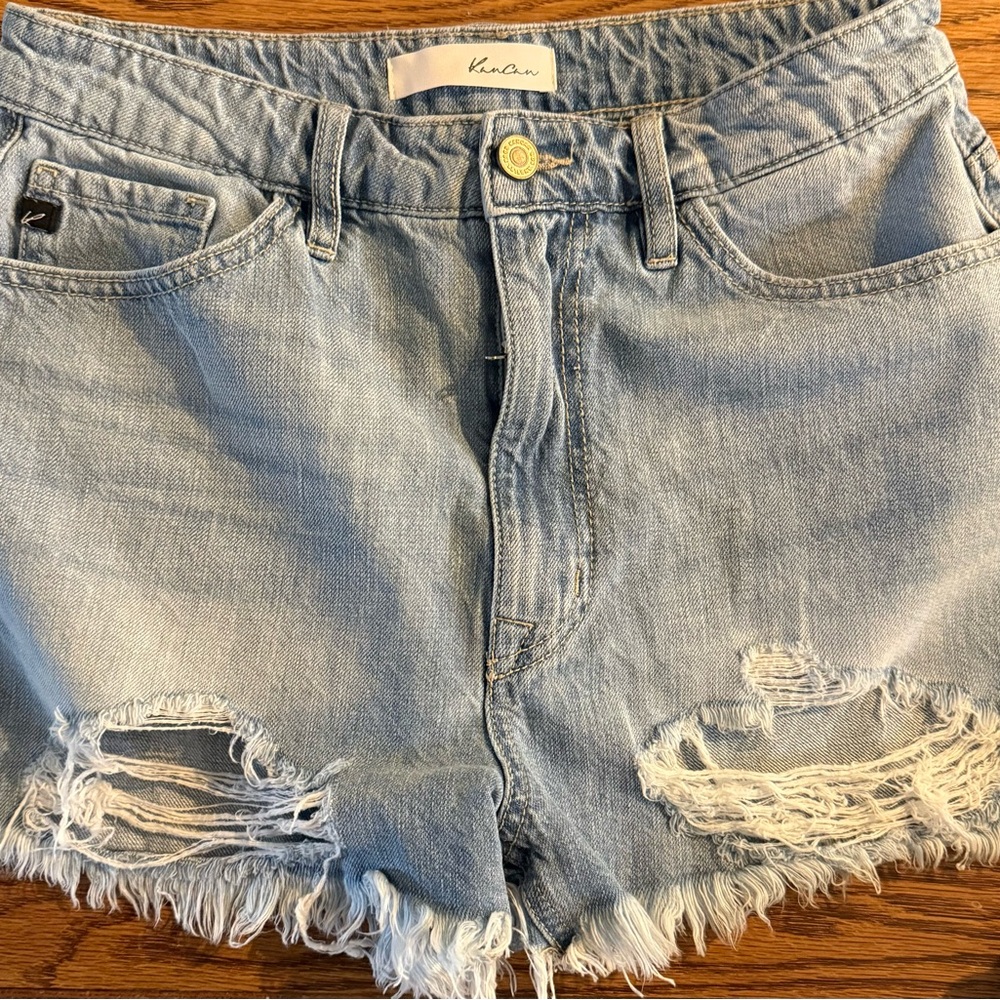 Kancan Light Blue Distressed Denim Shorts